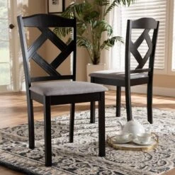 Set Of 2 Ruth Espresso Finished Dining Chair Gray/ Brown - Baxton Studio -Home Furniture Shop-Baxton Studio GUEST 8febd53d 17d2 4c85 8944 8e41285ecf3a