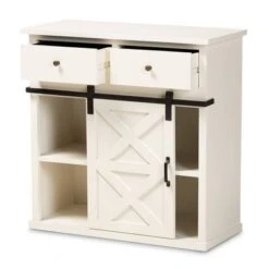 Nadia Wood And Metal 2 Door Sideboard Buffet White/Black - Baxton Studio