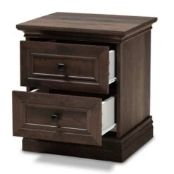 Nolan 2 Drawer Wood Nightstand Brown/Black - Baxton Studio