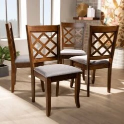Set Of 4 Brigitte Dining Chair Gray/Walnut - Baxton Studio -Home Furniture Shop-Baxton Studio GUEST 91bc65bc ad1c 466a 8e77 aa508bbe4355