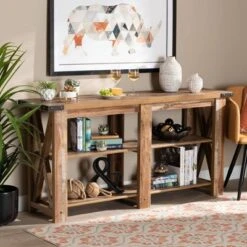Angelo Rustic Wood Console Table Oak Brown - Baxton Studio 13 Angelo Rustic Wood Console Table Oak Brown - Baxton Studio -Home Furniture Shop-Baxton Studio GUEST 91f0d913 b0a4 4308 ad5a 1cffb2d607ba