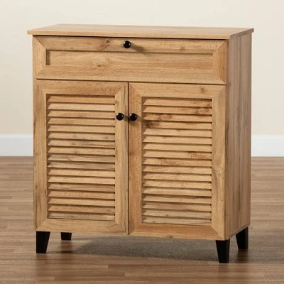 Coolidge Wood 1 Drawer Storage Cabinet Oak Brown - Baxton Studio 11 Coolidge Wood 1 Drawer Storage Cabinet Oak Brown - Baxton Studio - Image 9