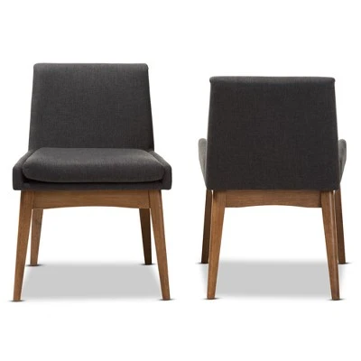 Set Of 2 Nexus Mid Century Modern Walnut Wood Fabric Upholstered Dining Side Chair - Baxton Studio 3 Set Of 2 Nexus Mid Century Modern Walnut Wood Fabric Upholstered Dining Side Chair - Baxton Studio