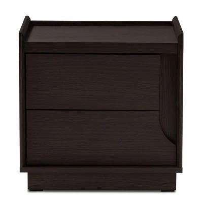 Larsine Finished 2 Drawer Nightstand Brown - Baxton Studio 7 Larsine Finished 2 Drawer Nightstand Brown - Baxton Studio - Image 5