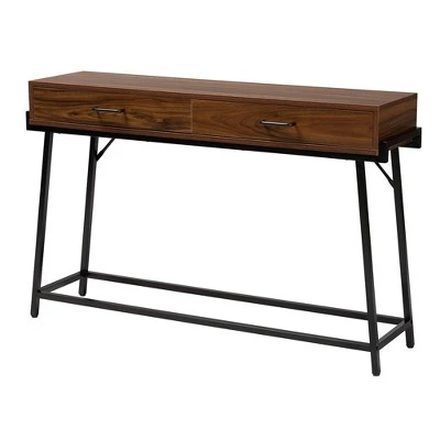 Eivor Wood And Metal 2 Drawer Console Table Walnut Brown/Black - Baxton Studio 3 Eivor Wood And Metal 2 Drawer Console Table Walnut Brown/Black - Baxton Studio