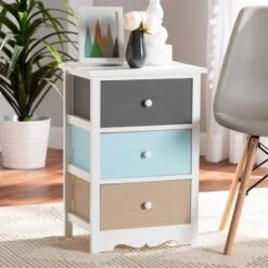 Kalila Wood 3 Drawer Nightstand White - Baxton Studio -Home Furniture Shop-Baxton Studio GUEST 9303153f b903 46ac a5ca 0369ea9b4558