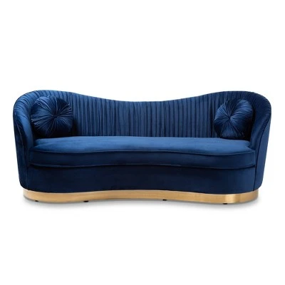 Nevena Velvet Sofa Blue - Baxton Studio 10 Nevena Velvet Sofa Blue - Baxton Studio - Image 8