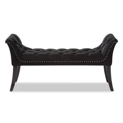 Chandelle Luxe And Contemporary Velvet Upholstered Bench Black - Baxton Studio 3 Chandelle Luxe And Contemporary Velvet Upholstered Bench Black - Baxton Studio