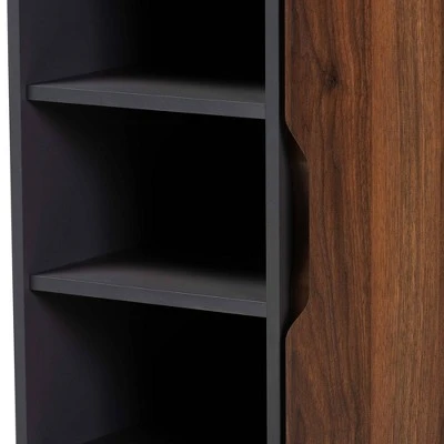 Idina Mid-Century Wood 1 Door Shoe Cabinet Dark Brown/Gray - Baxton Studio 6 Idina Mid-Century Wood 1 Door Shoe Cabinet Dark Brown/Gray - Baxton Studio - Image 4