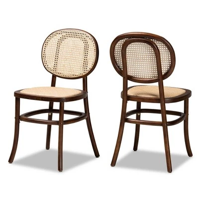 2pc Garold Woven Rattan And Wood Cane Dining Chair Set - Baxton Studio 12 2pc Garold Woven Rattan And Wood Cane Dining Chair Set - Baxton Studio - Image 10
