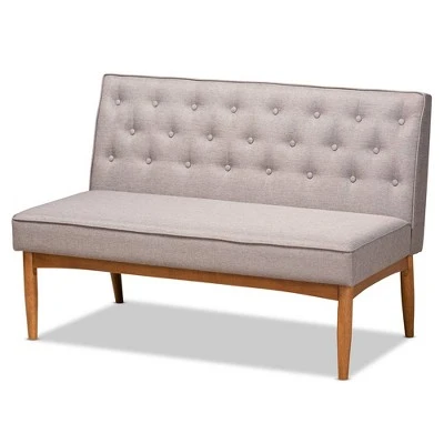 2pc Riordan Fabric Upholstered And Wood Dining Nook Banquette Set Gray/Walnut Brown - Baxton Studio 3 2pc Riordan Fabric Upholstered And Wood Dining Nook Banquette Set Gray/Walnut Brown - Baxton Studio