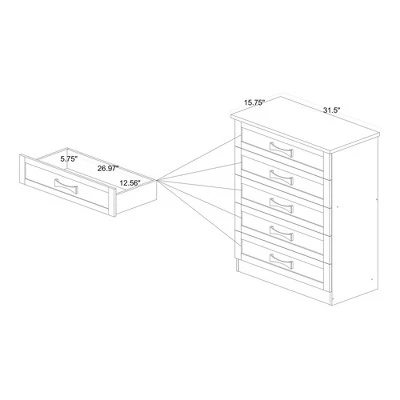 Colburn Wood 5 Drawer Tallboy Storage Chest Oak Brown - Baxton Studio 9 Colburn Wood 5 Drawer Tallboy Storage Chest Oak Brown - Baxton Studio - Image 7