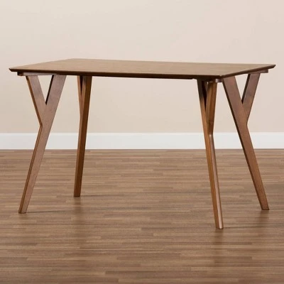 Sahar Mid-Century Wood Dining Table Walnut/Brown - Baxton Studio 8 Sahar Mid-Century Wood Dining Table Walnut/Brown - Baxton Studio - Image 6