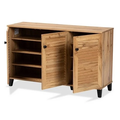 Coolidge Wood 3 Door Storage Cabinet Oak Brown - Baxton Studio 3 Coolidge Wood 3 Door Storage Cabinet Oak Brown - Baxton Studio