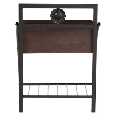 Jevenci Vintage Antique Dark Bronze Metal And Wood 1-Drawer Nightstand - Walnut - Baxton Studio 5 Jevenci Vintage Antique Dark Bronze Metal And Wood 1-Drawer Nightstand - Walnut - Baxton Studio - Image 3
