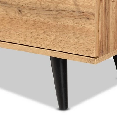 Radley Wood 3 Drawer Sideboard Buffet Oak Brown/Black - Baxton Studio 5 Radley Wood 3 Drawer Sideboard Buffet Oak Brown/Black - Baxton Studio - Image 3