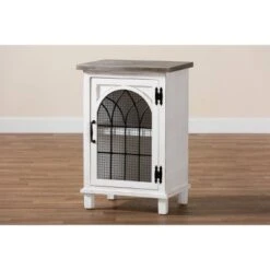 Faron Wood 1 Door Nightstand White/Oak Brown - Baxton Studio -Home Furniture Shop-Baxton Studio GUEST 97ca9a9d c62c 4867 be7f 801f467b061d