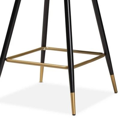 2pc Preston Two-Tone And Metal Bar Stool Set - Baxton Studio 6 2pc Preston Two-Tone And Metal Bar Stool Set - Baxton Studio - Image 4