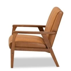 Nikko Mid-Century Faux Leather Upholstered Wood Lounge Chair Walnut/Brown - Baxton Studio 10 Nikko Mid-Century Faux Leather Upholstered Wood Lounge Chair Walnut/Brown - Baxton Studio -Home Furniture Shop-Baxton Studio GUEST 9945c7ce 5661 479f 8163 f372947e24d4