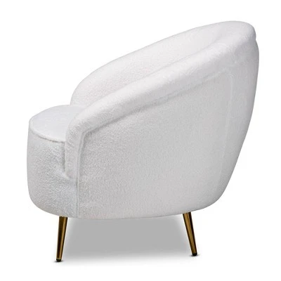 Urian Boucle Upholstered Accent Chair White/Gold - Baxton Studio 4 Urian Boucle Upholstered Accent Chair White/Gold - Baxton Studio - Image 2