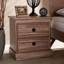Ryker Oak Finished 2 Drawer Wood Nightstand Brown - Baxton Studio -Home Furniture Shop-Baxton Studio GUEST 9a0fb208 4c5b 474f 868c 4729e7b9b4f7
