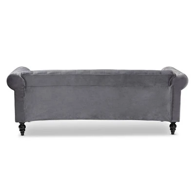 Emma Velvet Upholstered Button Tufted Chesterfield Sofa - Baxton Studio 5 Emma Velvet Upholstered Button Tufted Chesterfield Sofa - Baxton Studio - Image 3