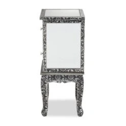 Wycliff Metal And Mirrored Glass 2 Drawer Nightstand Dark Gray/Silver - Baxton Studio -Home Furniture Shop-Baxton Studio GUEST 9c503f0b 2fe2 4ae8 bbed 81600d9bceaa