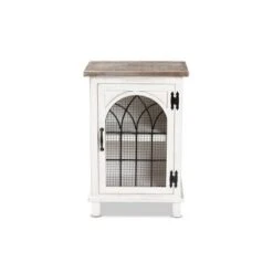 Faron Wood 1 Door Nightstand White/Oak Brown - Baxton Studio -Home Furniture Shop-Baxton Studio GUEST 9d933cb7 a720 4941 ad35 6629d2b08186