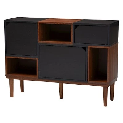 Anderson Mid-century Retro Modern Wood Sideboard Storage Cabinet - Oak/Espresso - Baxton Studio 4 Anderson Mid-century Retro Modern Wood Sideboard Storage Cabinet - Oak/Espresso - Baxton Studio - Image 2