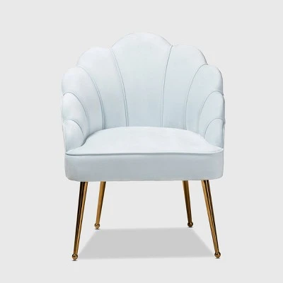 Cinzia Velvet Upholstered Seashell Shaped Accent Chair - Baxton Studio 3 Cinzia Velvet Upholstered Seashell Shaped Accent Chair - Baxton Studio