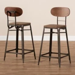 Set Of 2 Varek Bamboo And Rust Finished Steel Stackable Counter Height Barstools Brown - Baxton Studio -Home Furniture Shop-Baxton Studio GUEST 9e9325c9 f782 4c04 923a 8e65ac235dfc