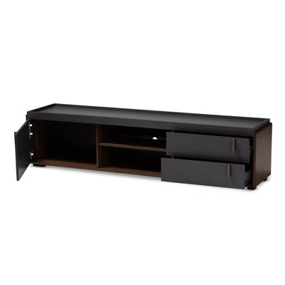 2 Drawer Rikke Two-Tone Wood TV Stand For TVs Up To 65" Gray - Baxton Studio 9 2 Drawer Rikke Two-Tone Wood TV Stand For TVs Up To 65" Gray - Baxton Studio - Image 7