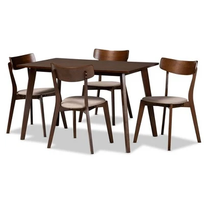 5pc Nori Upholstered Wood Dining Set - Baxton Studio 9 5pc Nori Upholstered Wood Dining Set - Baxton Studio - Image 7