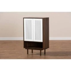 2 Door Meike Two-Tone Wood Shoe Cabinet Walnut/White - Baxton Studio -Home Furniture Shop-Baxton Studio GUEST 9fa5eefd cc3c 47a2 a56a 024348edfe9d
