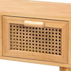 Falan Wood With Rattan 2 Drawer Console Table Oak Brown - Baxton Studio -Home Furniture Shop-Baxton Studio GUEST a08ced54 1806 402c a475 d31a0d8a9f20