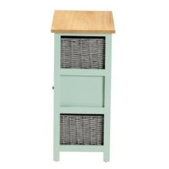 Valtina Two-Tone Wood 3 Drawer Storage Unit With Baskets Oak Brown/Gray/Mint Green - Baxton Studio -Home Furniture Shop-Baxton Studio GUEST a0c6aacc 860b 43a2 8b4e d8a35a3bdc21