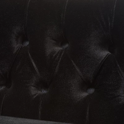 Flax Victorian Style Contemporary Velvet Fabric Upholstered 2 Seater Loveseat Black - Baxton Studio 7 Flax Victorian Style Contemporary Velvet Fabric Upholstered 2 Seater Loveseat Black - Baxton Studio - Image 5
