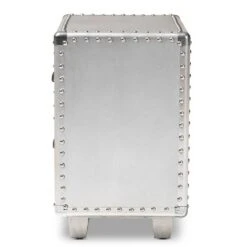 2 Drawer Davet Metal Nightstand Silver - Baxton Studio