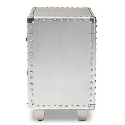 2 Drawer Davet Metal Nightstand Silver - Baxton Studio 3 2 Drawer Davet Metal Nightstand Silver - Baxton Studio