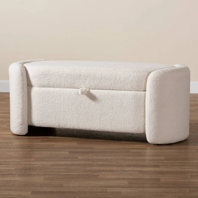Oakes Boucle Upholstered Storage Bench Ivory - Baxton Studio 6 Oakes Boucle Upholstered Storage Bench Ivory - Baxton Studio - Image 4