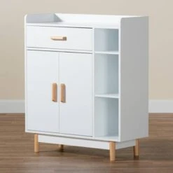 Russell Two-Tone Wood 2 Door Sideboard White/Oak Brown - Baxton Studio -Home Furniture Shop-Baxton Studio GUEST a1ca4544 187d 43fe b344 d1633747a378