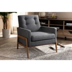 Perris Fabric Upholstered Walnut Wood Lounge Chair - Baxton Studio 17 Perris Fabric Upholstered Walnut Wood Lounge Chair - Baxton Studio -Home Furniture Shop-Baxton Studio GUEST a2a9b6d5 2b79 4be4 9b48 6d8d131ad8a6