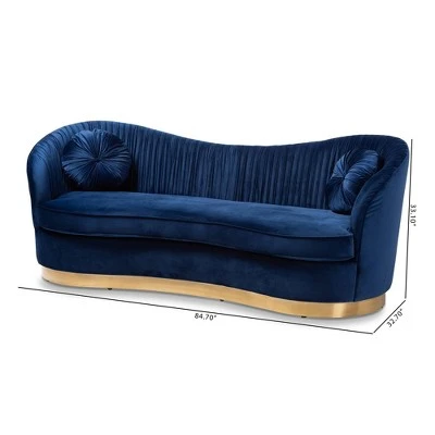 Nevena Velvet Sofa Blue - Baxton Studio 7 Nevena Velvet Sofa Blue - Baxton Studio - Image 5