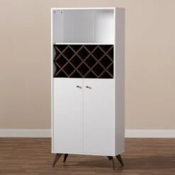 Baxton Studio Serafino And Walnut Finished Wood Wine Cabinet White/Brown - BaxtonStudio -Home Furniture Shop-Baxton Studio GUEST a36c1aa9 a914 47e7 9ca9 fc3dc7e62753