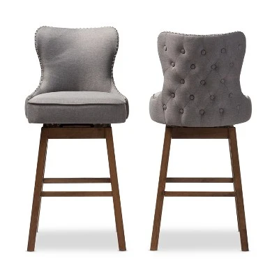Gradisca Modern And Contemporary Wood Finishing Upholstered Barstools Set Of 2 - Baxton Studio 3 Gradisca Modern And Contemporary Wood Finishing Upholstered Barstools Set Of 2 - Baxton Studio