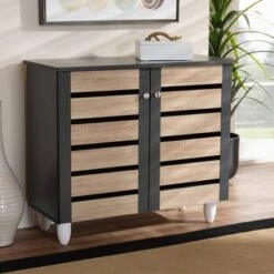 Gisela 2 - Door Shoe Storage Cabinet Dark Gray - Baxton Studio -Home Furniture Shop-Baxton Studio GUEST a42aceb5 2248 4a00 abc8 e07b8307298a