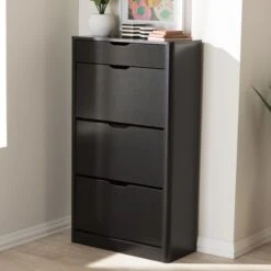 Cayla Modern And Contemporary Wood Shoe Cabinet - Black - Baxton Studio -Home Furniture Shop-Baxton Studio GUEST a461f92b 03d3 49f9 a8b7 7b125fee708b