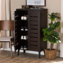 Salma Wood 2 Door Shoe Storage Cabinet Dark Brown - Baxton Studio -Home Furniture Shop-Baxton Studio GUEST a466da0d 9b80 4b5f 9ebc e7b909b206bb