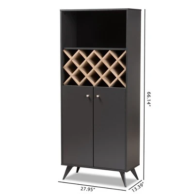 Serafino And Oak Finished Wood Wine Cabinet - Baxton Studio 3 Serafino And Oak Finished Wood Wine Cabinet - Baxton Studio