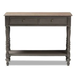 Noemie Country Cottage Farmhouse Finished 2 Drawer Console Table Brown - Baxton Studio